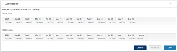 Driver based module | Profitbase Docs