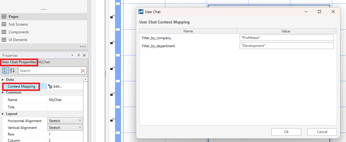 User chat | Profitbase Docs